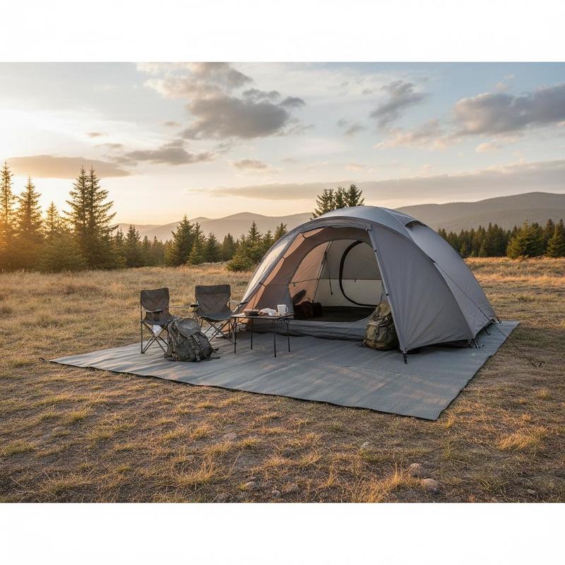 200x300cm Tent Footprint For Camping Vacation, Motorhome Awning, , Rectangular Hdpe Material, Breathable Fabric, Eyelet Fastening, Medium Weight Quality