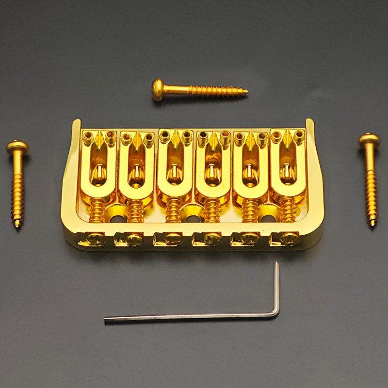 6-string Guitar Fixed Bridge 72.8x38mm- Electric Guitar Metal Hardtail Replacement, Black& Silvery Golden, Fashionable Design, Sturdy Structure, Precision Craftsmanship, Suitable for DIY Guitarists and Instrument Repairers, Instrument Repair