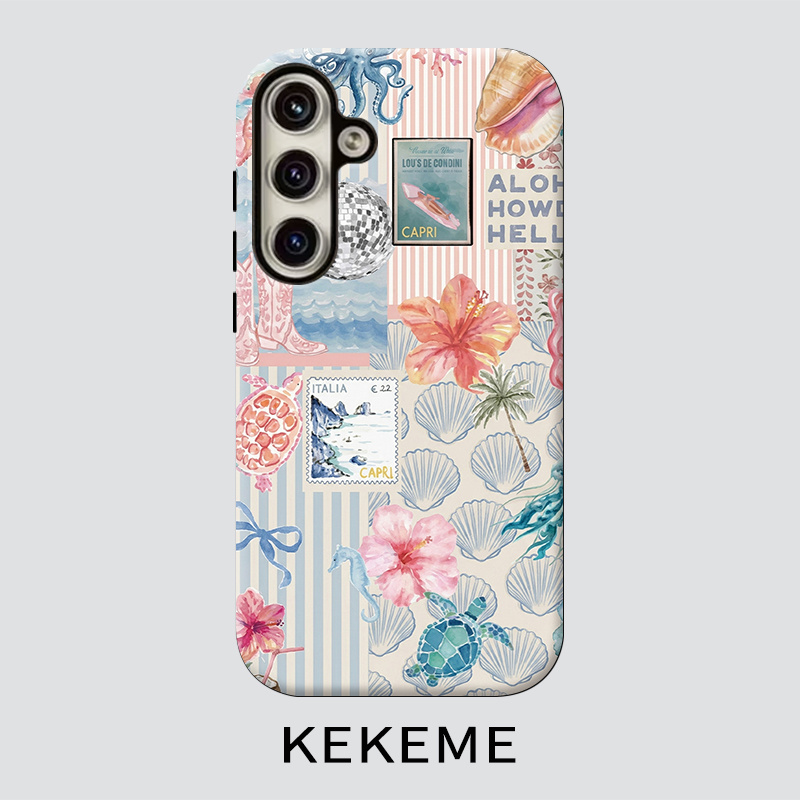 TEMU Phone Case: Kekeme Fashionable Summer Floral Film -one Phone Case, Suitable For Galaxy S26 S25 S24 S23 S22 S21 S21  S21 Fe Edge S20 A15 A16 A17