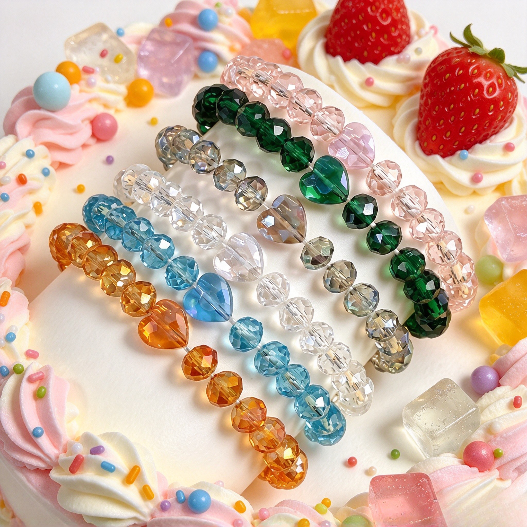 6pcs Macaron Color Faceted Stretch Bracelet Set