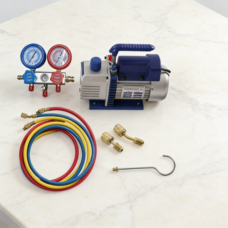TEMU Kit de bomba y manómetro adecuado para el de aire acondicionado dividido R134A/R410A automotriz y residencial