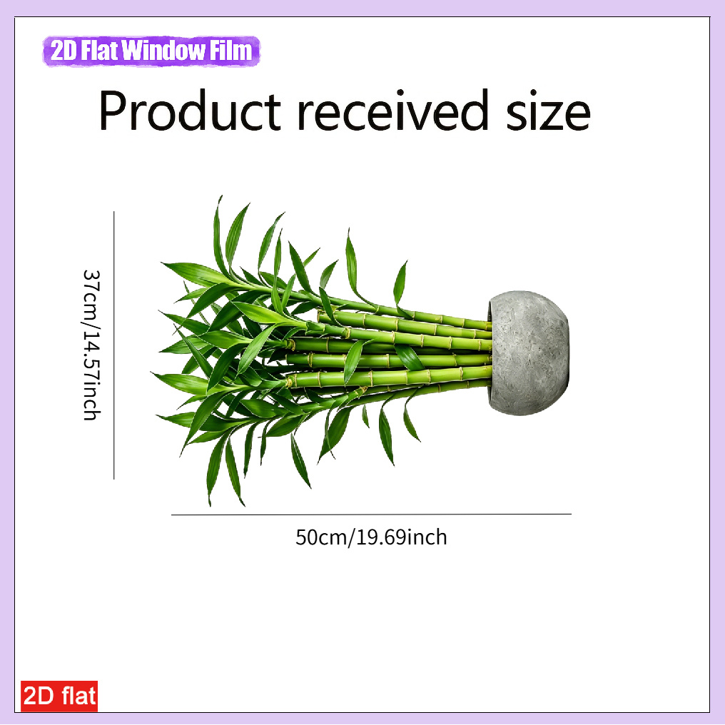 TEMU 1pc Static Cling Bamboo Window Sticker Suitable For Floors, Glass Doors & - Pet Film With Realistic Artificial Bamboo Plant Decoration, Static