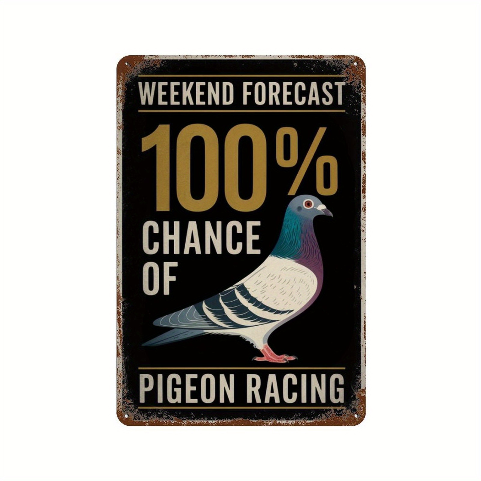 TEMU 1pc Vintage Pigeon Racing Metal Wall Sign - Large 11.81x7.87 Inch (30x20cm) Durable Tin Pigeon Coop & Racing Track Decor With Pigeon Forecast