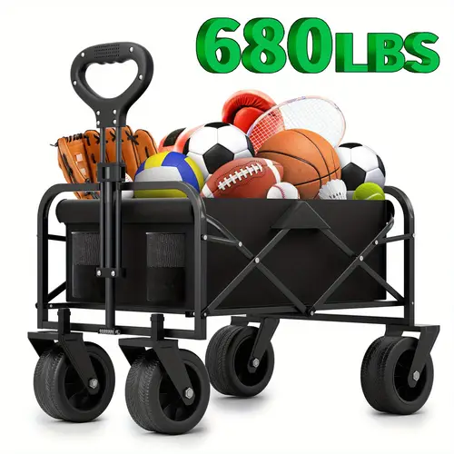 extra large 300 680 lb large capacity foldable storage trolley heavy duty folding cart portable car storage and transportation is suitable for rv camping traveling barbecue and carrying food