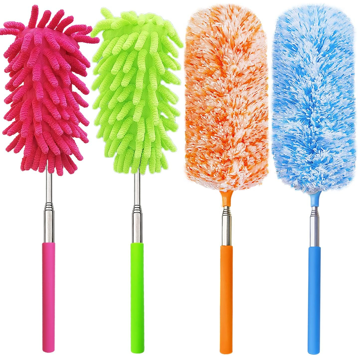 TEMU Set Of 4 Extendable And Washable Microfiber Dusters, With A Of 13" To 30", Ideal For Cleaning Offices, Cars, Computers, Furniture, And Sofas