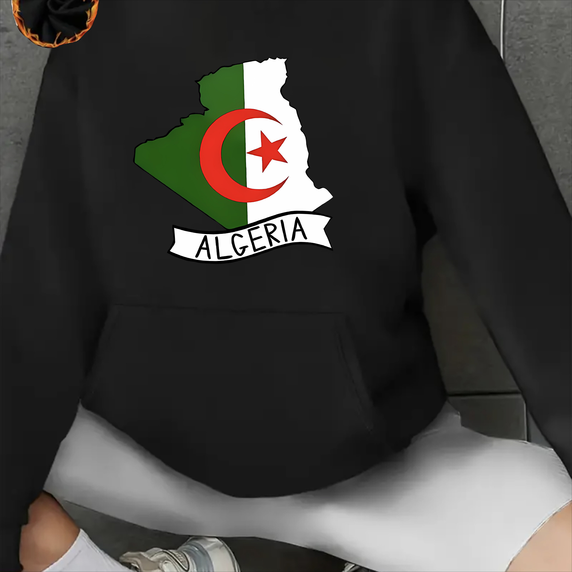 

Sweat à Capuche Chic pour Femme avec Imprimé Algérien - Manches Longues Décontractées avec Poches, Pull Tricoté Confortable pour & l'Hiver