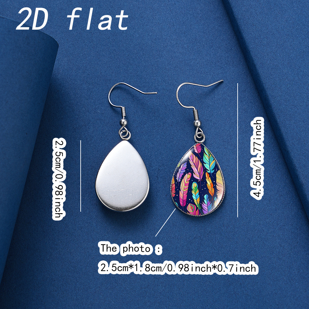 Women's Bohemian Colorful Feather Pattern Teardrop Earrings