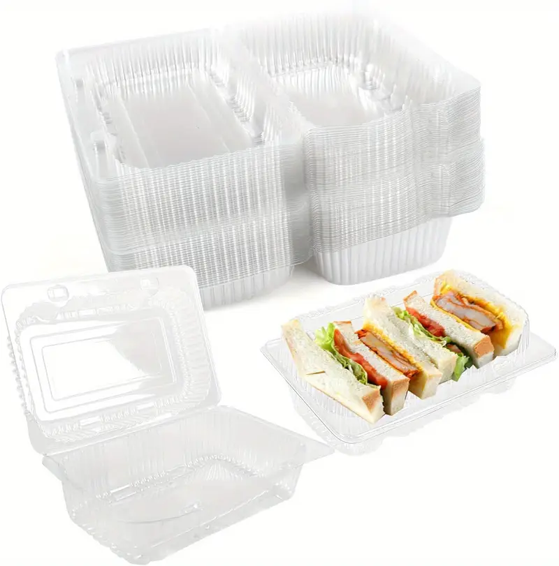 50pcs heavy-duty clear dessert boxes with flip-lid closure - stackable, commercial & use, ideal for, christmas gifts, parties, bakeries - transparent pastry packaging (50 count), party favor containers details 0