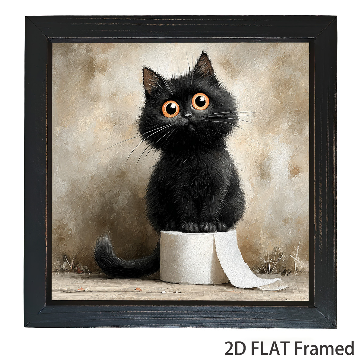 2d Flat - 8x8 Inch Black Cat Wall Art For A 2d Plane - Rustic Wooden Board Featuring Cat Decorations, Suitable For Indoor/outdoor Use, Perfect For Kitchen, Living Room