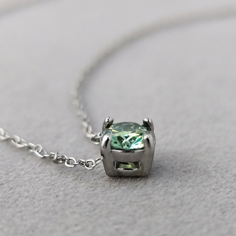 1.0 Carat Green Moissanite Pendant Necklace