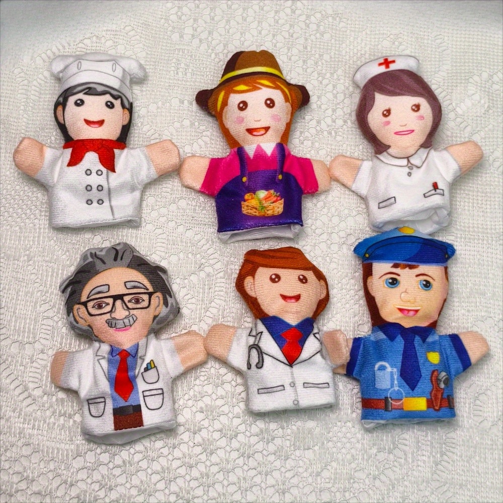 3pcs   finger puppets chef nurse police farmer chef scientist role playing toys for   education playtime durable polyester fun       toys roleplay characters durable polyester   puppets