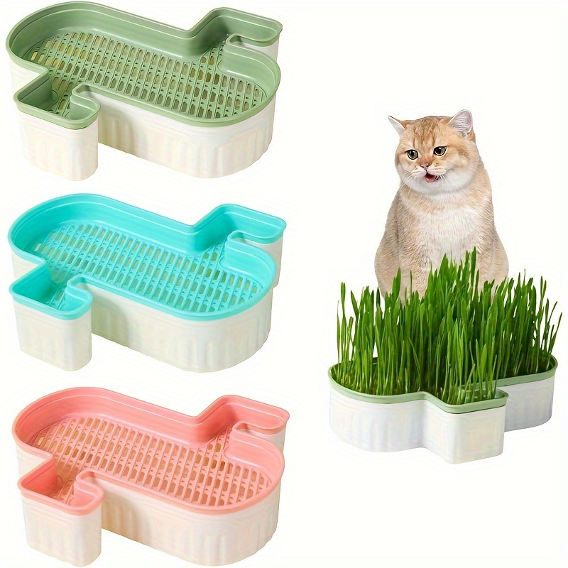 

Whiskerwonders Double-layer Detachable Cat Grass Growing Kit - Reusable Hydroponic Sprouting Tray For Cats And Dogs, Plastic Material, Easy-to- Grass Planter Pot