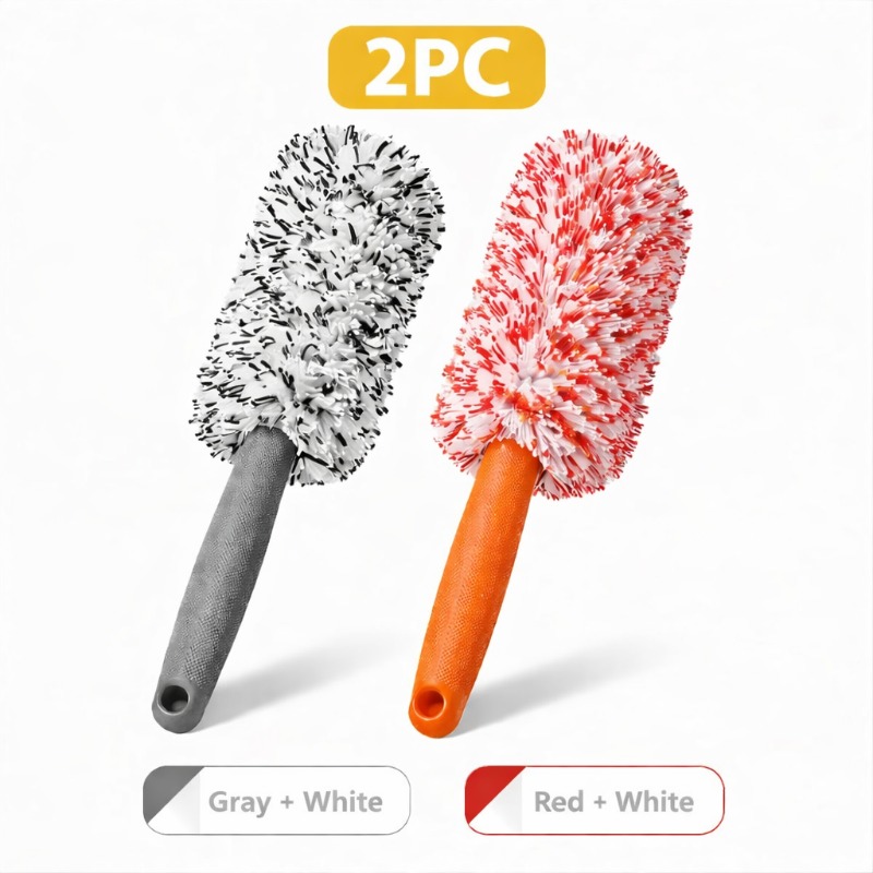 TEMU 2-pack Scratch- Cleaning Brush Set, Soft Bristle Car Detailing Cleaning Tool For Deep Cleaning, Durable Handle, Suitable For Car, Truck,