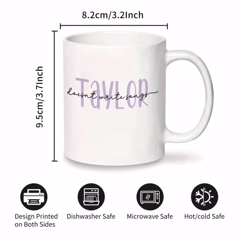 1pc taylor doesnt write songs mug funny taylor fan gift coffee tea cup with iconic name novelty cup for christmas gifts swifties 11 360ml 2