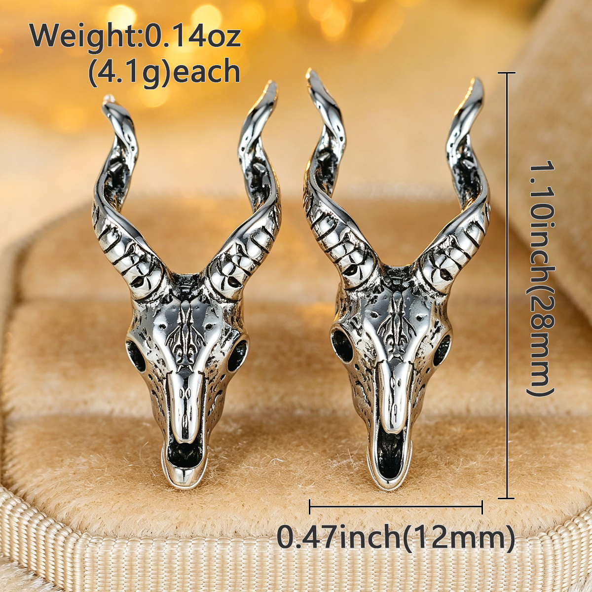 Women's Copper Ram's Head Classic Ear Studs with Zirconia Inlay