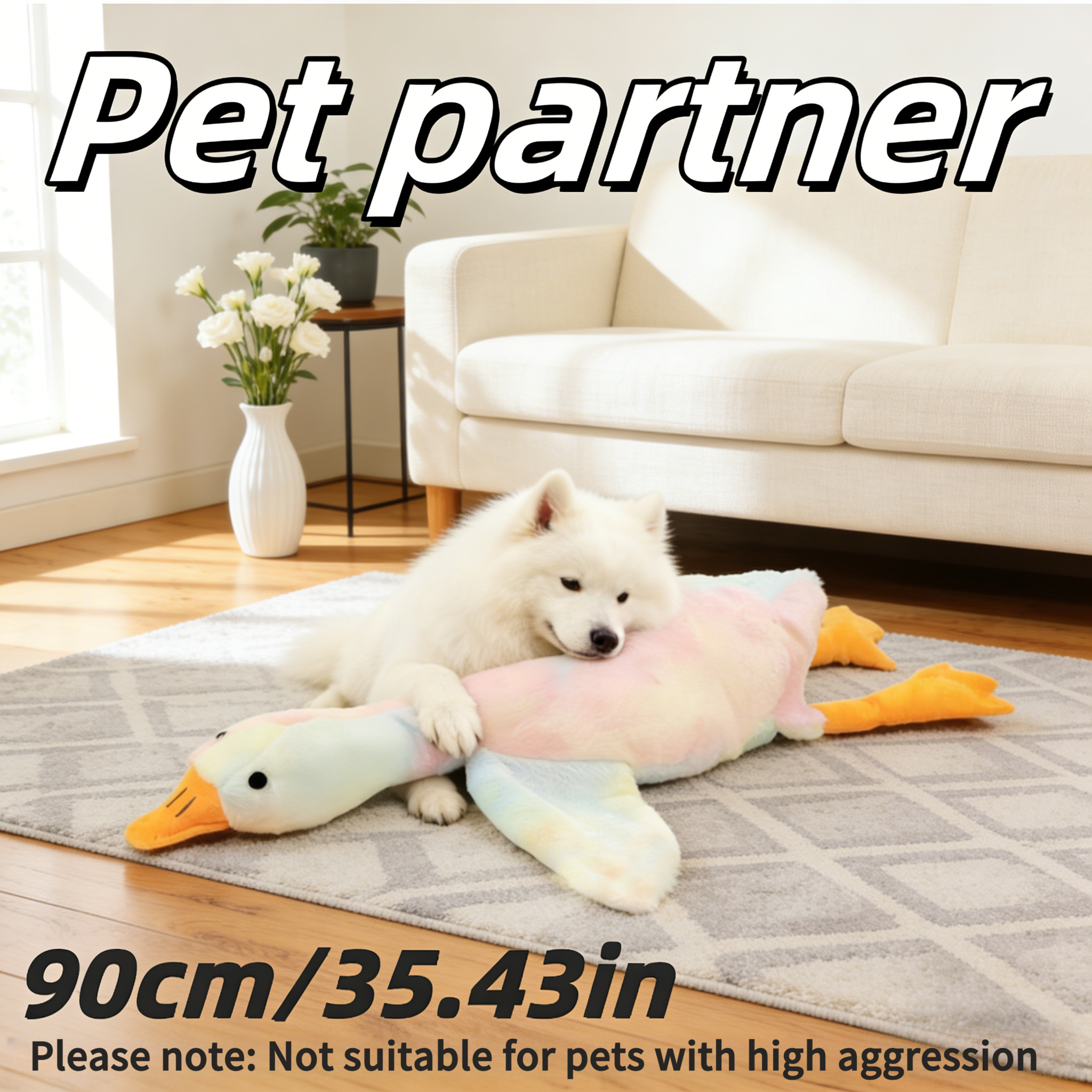 Image of 90cm/35.43in - Large Size Goose Plush Pet Toy, Dog Companion Toy, Suitable For Large, Medium, And Small Pets, Multiple Colors , Pet Gift, Dog Toy & Dog Plush Toy, Embroidered Eyes And Zipper-
