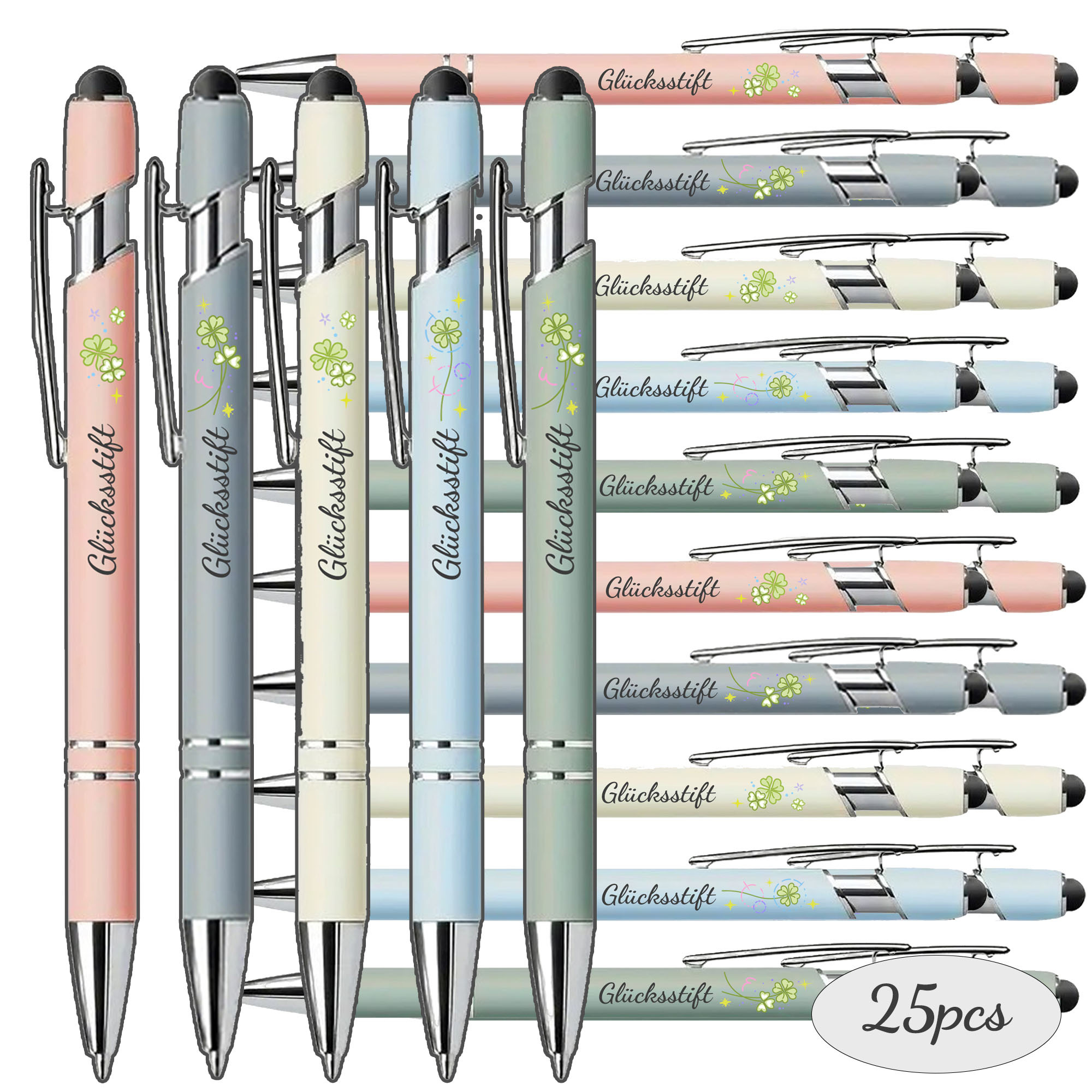 Image of 25/35pcs Motivational Pen Set, Premium Metal Black Ink Ballpoint Pen With Engraved German Positive Quotes, Office Writing Signature Pen, Ideal Gratitude Gift For Staff Employee Volunteer Nurse Present