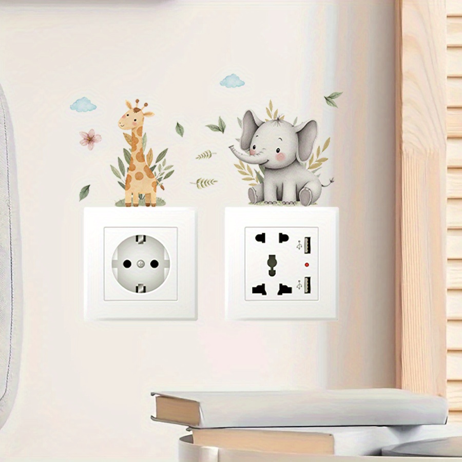 6pcs Watercolor Cute Forest Animal Switch Plate Stickers