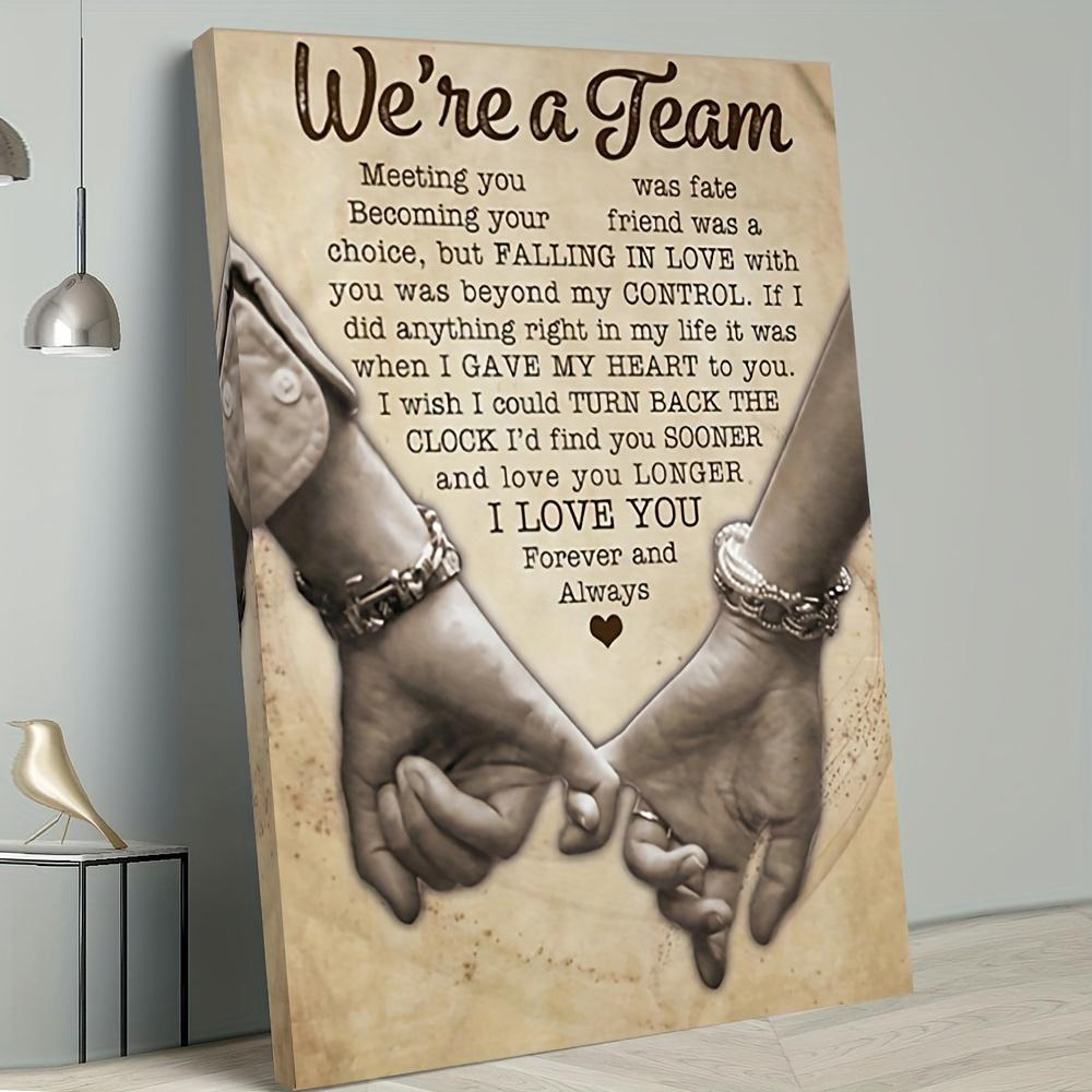 TEMU 2d Flat, 2d Flat, 2d Flat 1pc 2d Flat, Posters And Prints : "meeting You Is Fate-- A Team"-- Romantic Couple Gift, Featuring Hands And Poetry,