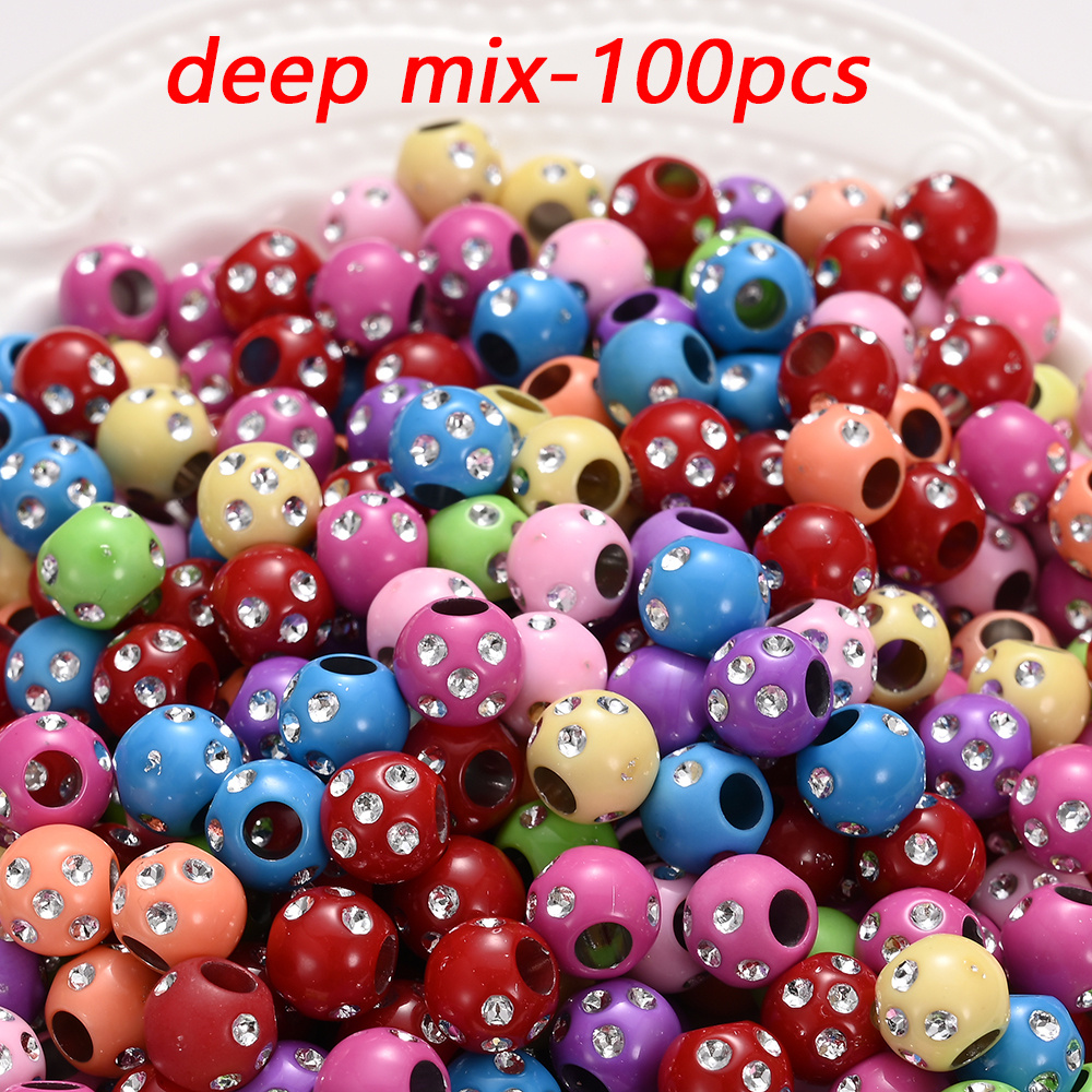 TEMU 100 piezas 7x8mm Grandes Perlas Brillantes Luz y Profunda Acrylic Beads y Selección de Beads para Hacer Pulsera Collar Pendiente Llavero