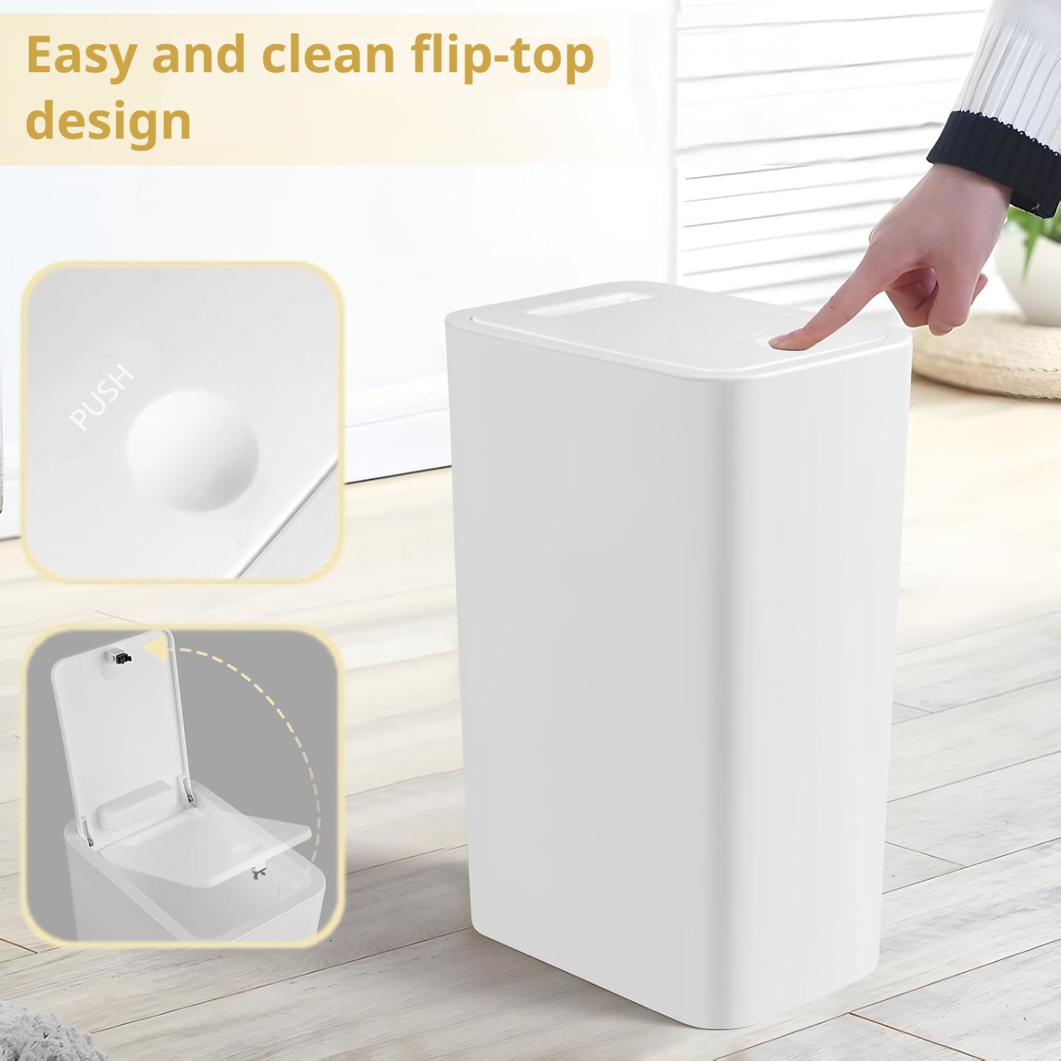 3 piezas de cubo de basura de 15L con tapa sellada, antideslizante, antiolor y silencioso, universal para baño, cocina, dormitorio, incluye más de 100 bolsas de basura gratis.