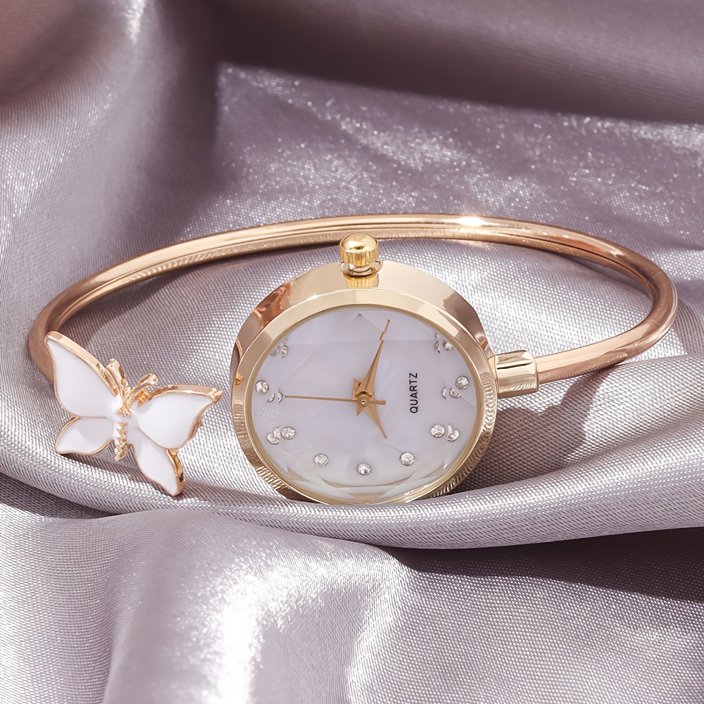 1pc Minimalist Ladies' Watch, Featuring a Classic Round Dial with a Clean Surface and Butterfly Decoration—a Perfect Gift for Family and Friends: Birthday Present/back-to-school Season/Halloween/daily Wear. No Box Included. A Stylish Back-to-school