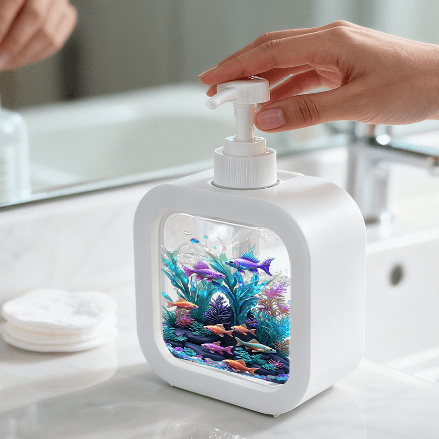 Image of Bathroom Dispenser, Fantasy Aquatic Plants And Colorful Small Fish, Suitable For Bathroom, Kitchen, Sink - Fits Soap, Hand Sanitizer, Body Wash, Etc. - Creative Lotion Bottle