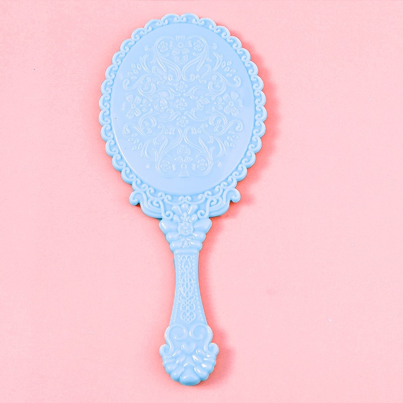 Minimalist Solid Color Elegant Plastic Round Women's Hand Mirror