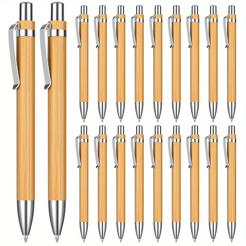 

100pcs Ecopens Bamboo Wood Ballpoint Pens, 1.0mm Medium Point, Retractable, Round Body, For Office And School Writing Stationery