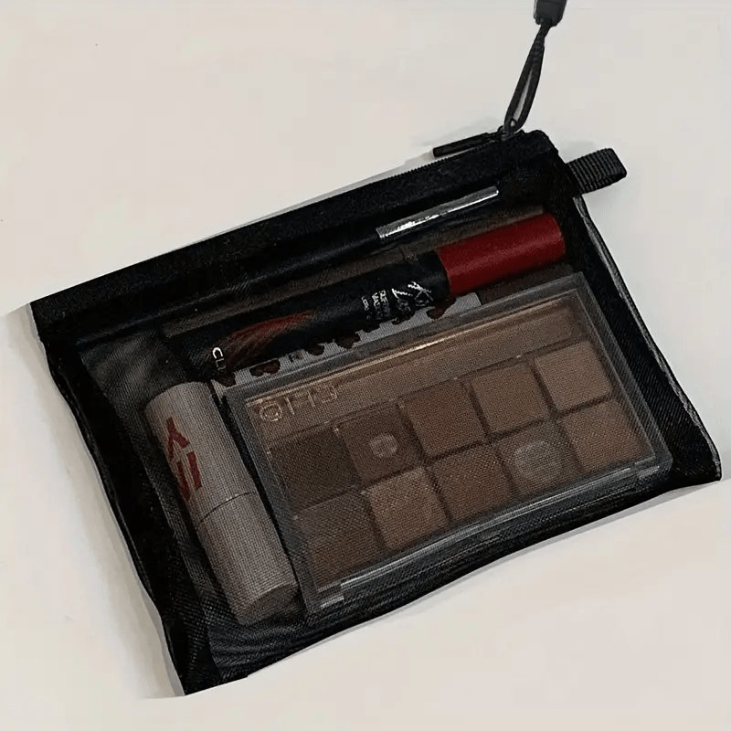 TEMU Étui de Maquillage en Noire Transparente avec Fermeture Éclair - Trousse Organisatrice Cosmétique de Voyage pour Femmes avec Poignée Ergonomique