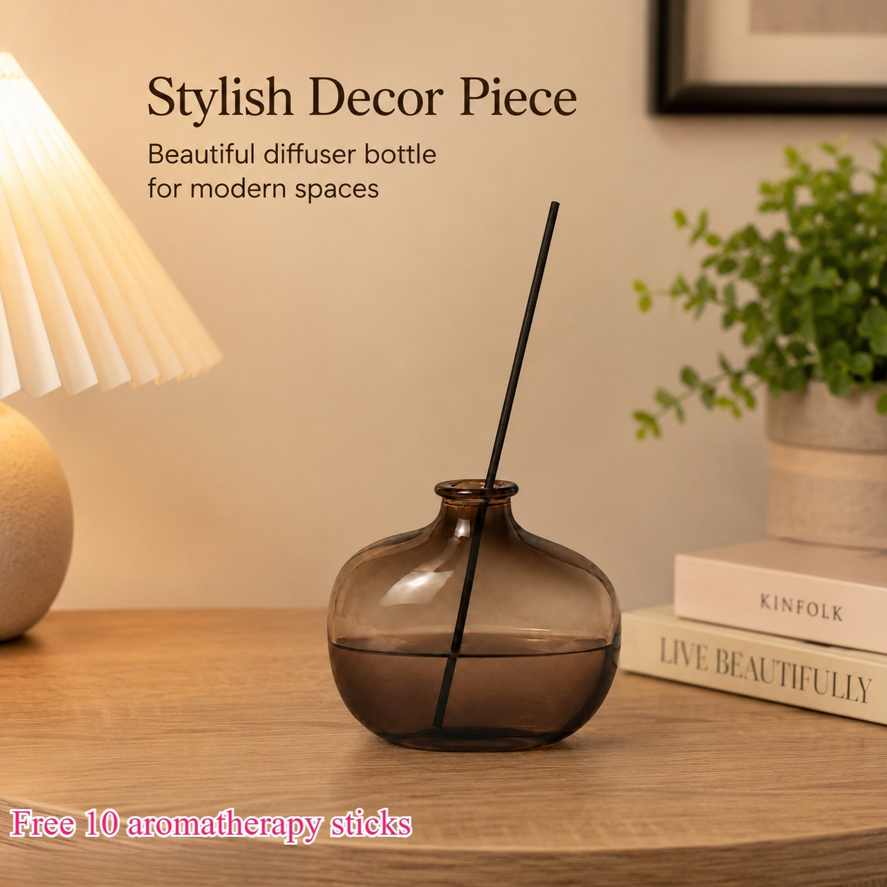 TEMU 11pcs Premium Multi-functional Diffuser Set, Includes 10 Essential Oil Sticks And 1 Bottle, Portable Diffuser With Elegant Design, Vase Style,