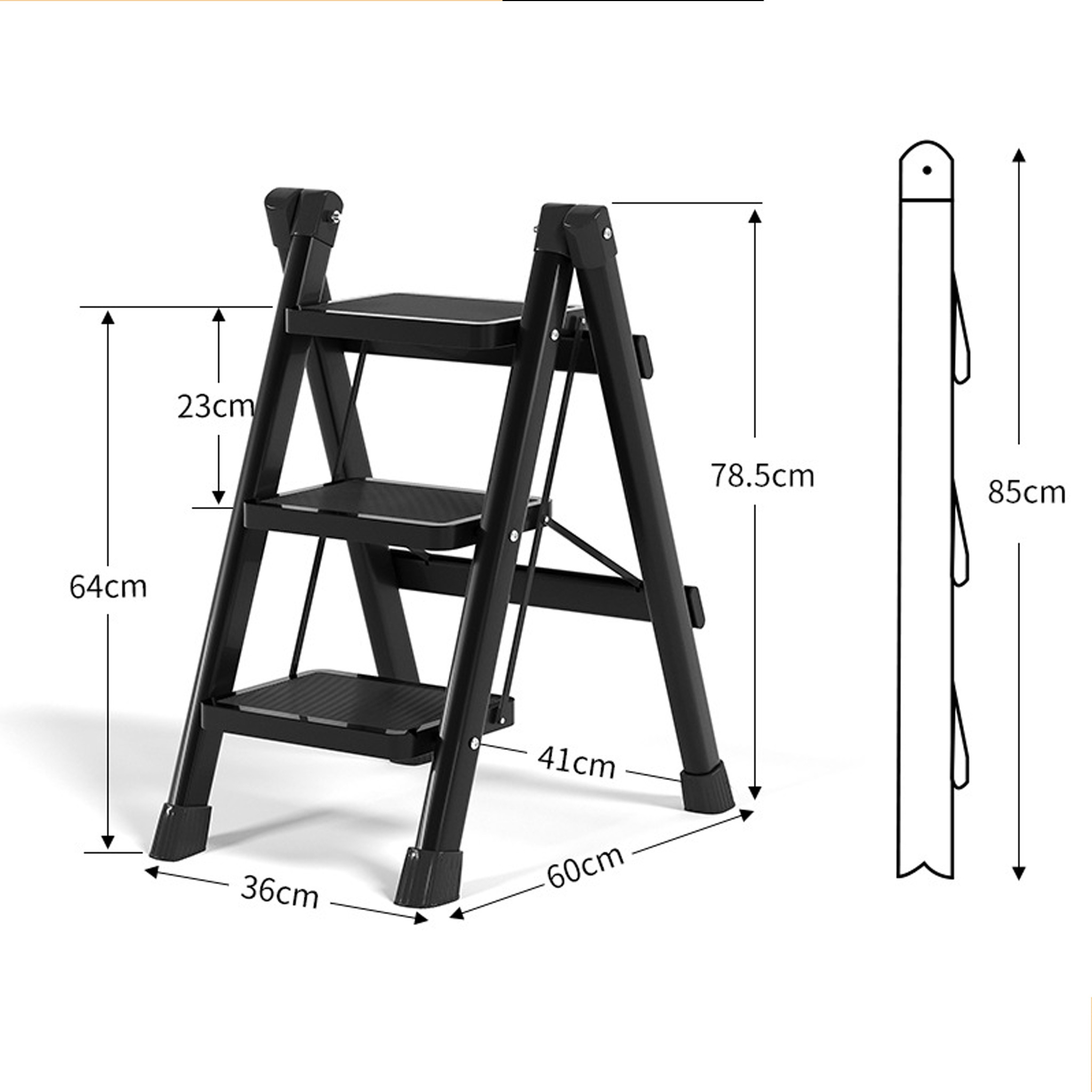 Image of Heavy-duty Foldable / Vinyl Ladder Suitable For Home, & Diy - Lightweight Step Ladder With Anti-slip Pads, Flexible Joints, Compact Storage Design For /outdoor Use, Safety Helper For &
