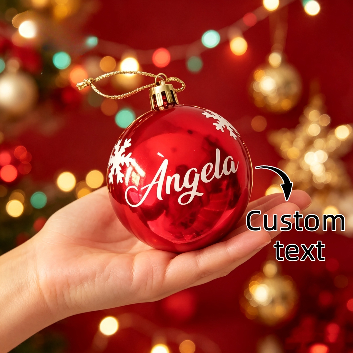 TEMU Personalized Custom Name Bauble, Snowflake Printed Xmas Tree Hanging Ornament, Custom Keepsake Holiday Gift Decoration, Custom Christmas Ball