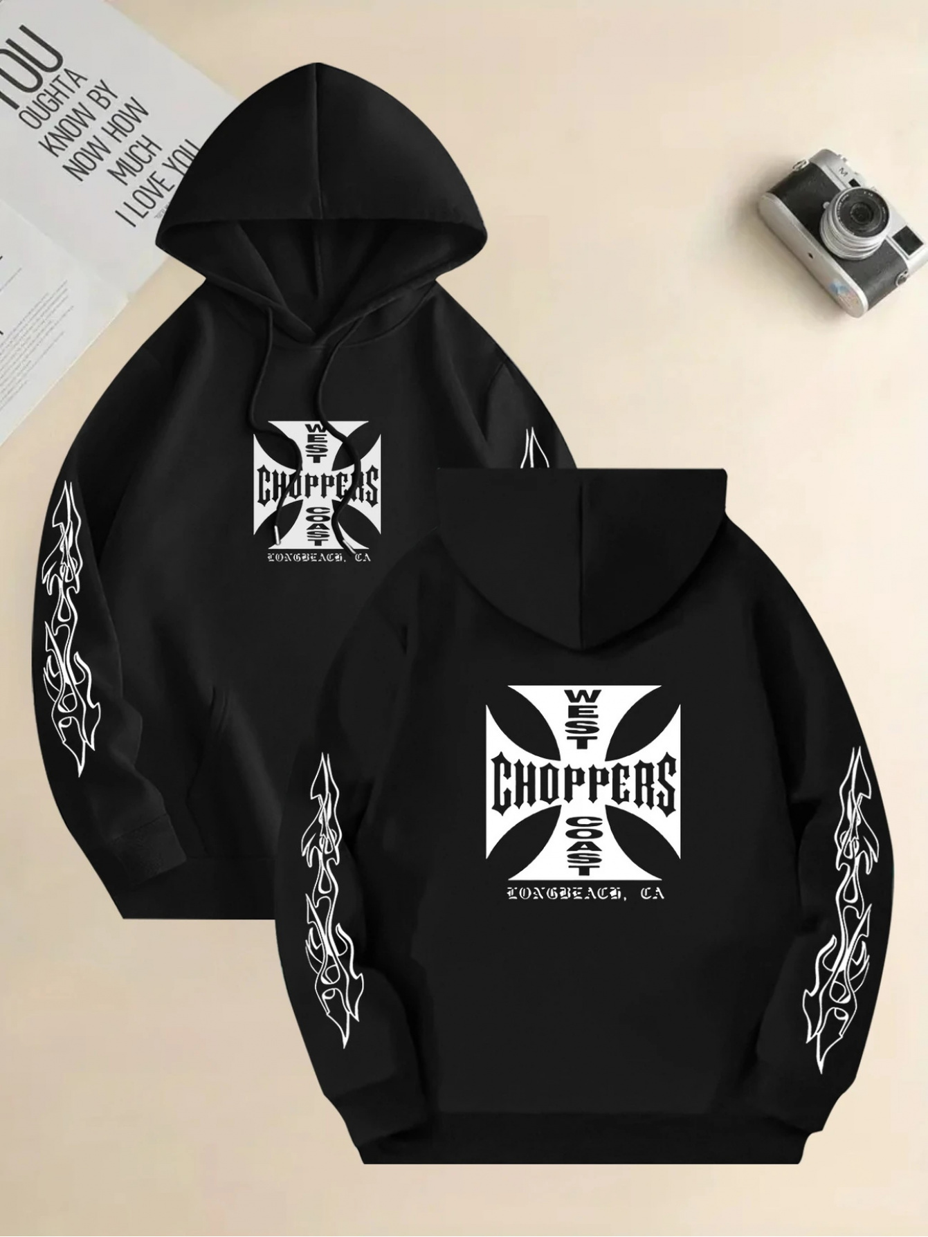mens   graphic hoodie cozy fleece pullover with pockets long sleeve casual fall winter wear machine washable black with white   wear hoodie relaxed fit hoodie polyester knit hoodie sweater hoodie black 0