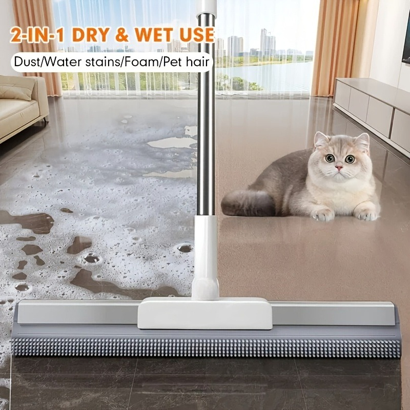 TEMU Multifunctional Pet Hair Cleaning Broom, Extended And Widened Long Handle Cleaning Tool, Universal Dust Duster For Tiles, Glass, Carpets,
