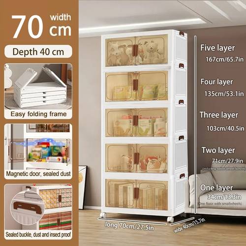 2 3 4 5 layer covered foldable storage box with door and wheel storage box stackable storage box closet organizer and storage home organizing fashion storage cabinet suitable for storing clothes books snacks storage cabinet