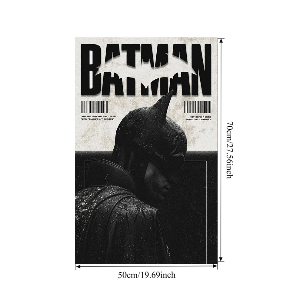 TEMU 2d Flat, Frameless Canvas Poster, Batman Black & Style Art Print, 1pc 2d Flat Frameless Canvas Wall Art, Superhero Themed Home Decor, 2d Flat