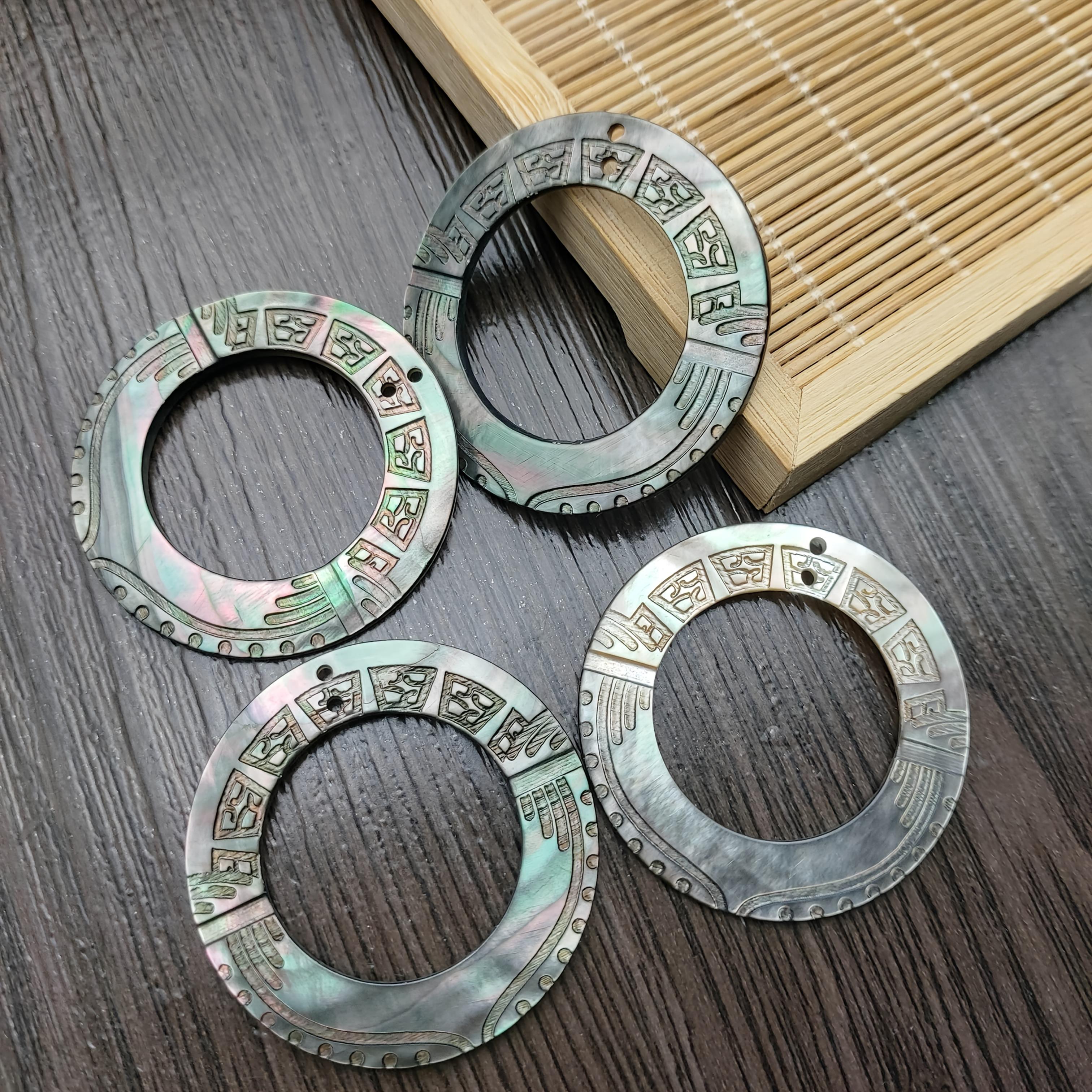 TEMU Lot de 4 pendentifs en naturelle - Breloques irisées océan hawaïen, pré-percés avec double trou pour la fabrication de bijoux DIY, collier,