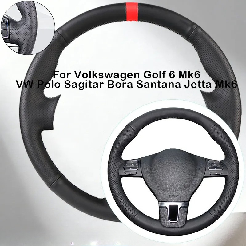 TEMU Scratch-resistant Steering Wheel Of Microfiber, Suitable For Golf 6 Mk6, For , , Bora, , And Jetta Mk6