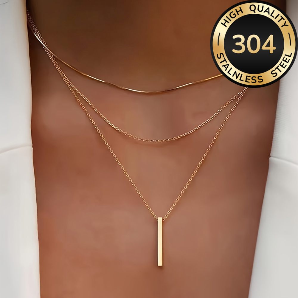 Image of High-quality Stainless Steel Golden Stacked Necklaces Anti-fade Easy And Elegant Fashionable Women's Necklaces For Daily Wear Or Parties Jewelry Additions Exquisite Gifts For Women