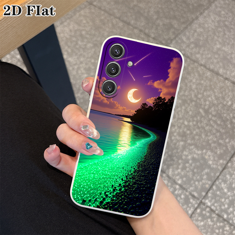 phone case 2d flat crescent meteor fluorescent beach phone case for samsung galaxy a02 a03 a04   a07 a10s a11 a12 a13 a14 a15 a16 a17 a20 a21s a22 a23 a24 a25 a26 a31 a32 a33 a34 a35 a36 a37 a42 a50 a52 a53 a54 a55 a56 a57 a71 a72 a73 2d flat