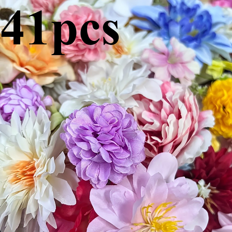 41pcs Mixed Color And Style Simulation Flower Wreath Wedding Decoration Hairpin Flower Home Decoration Holiday Flower Arrangement Creative Additions