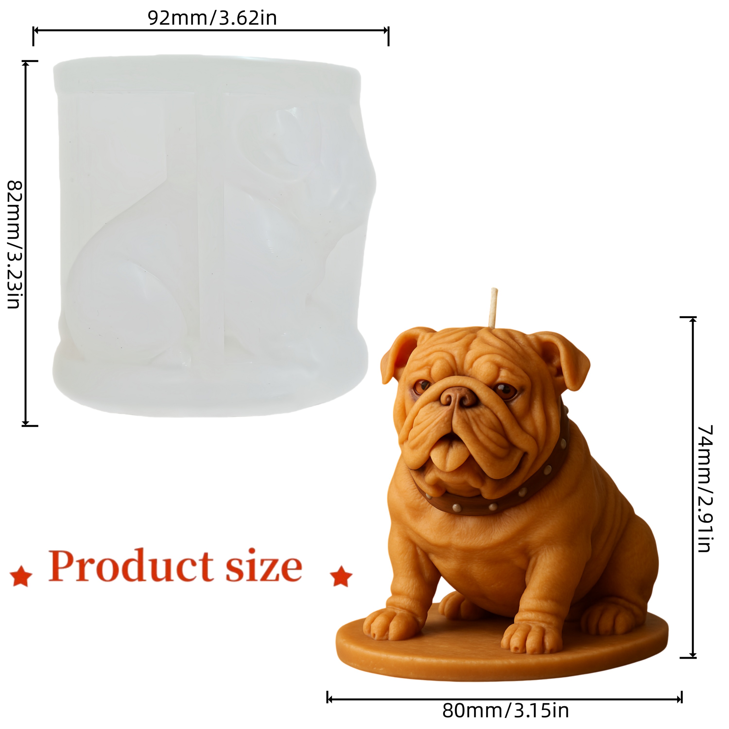 E-shop 1er Pack Bulldog Kerzen Silikonform für Aromatherapie Kerzenherstellung Valentinstags- und Ostergeschenke - Wiederverwendbar, einfaches