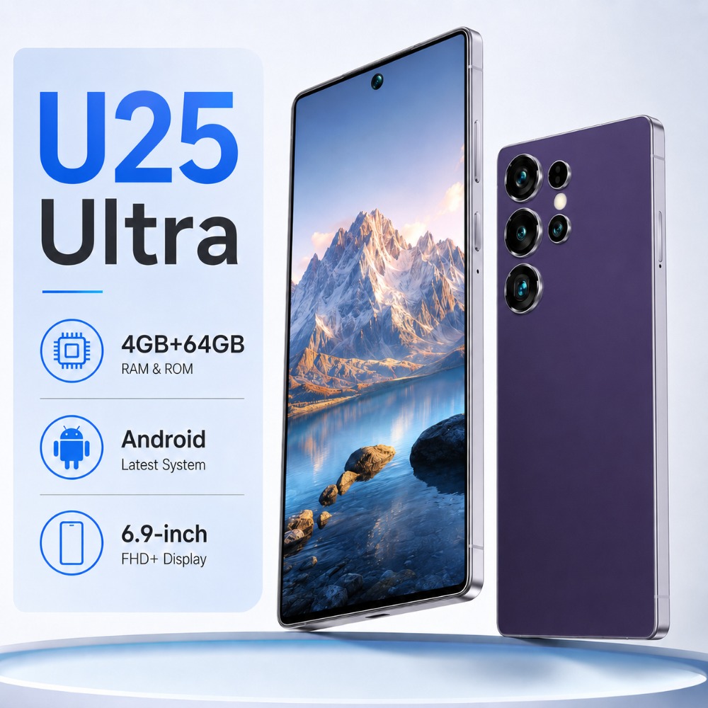 the 2026 u25 ultra smartphone has a screen size of 6 9 inches features facial recognition technology   with 4gb 64gb of storage space and is   with a touch pen and headphones   an ideal gift for holidays or birthdays Product details 8