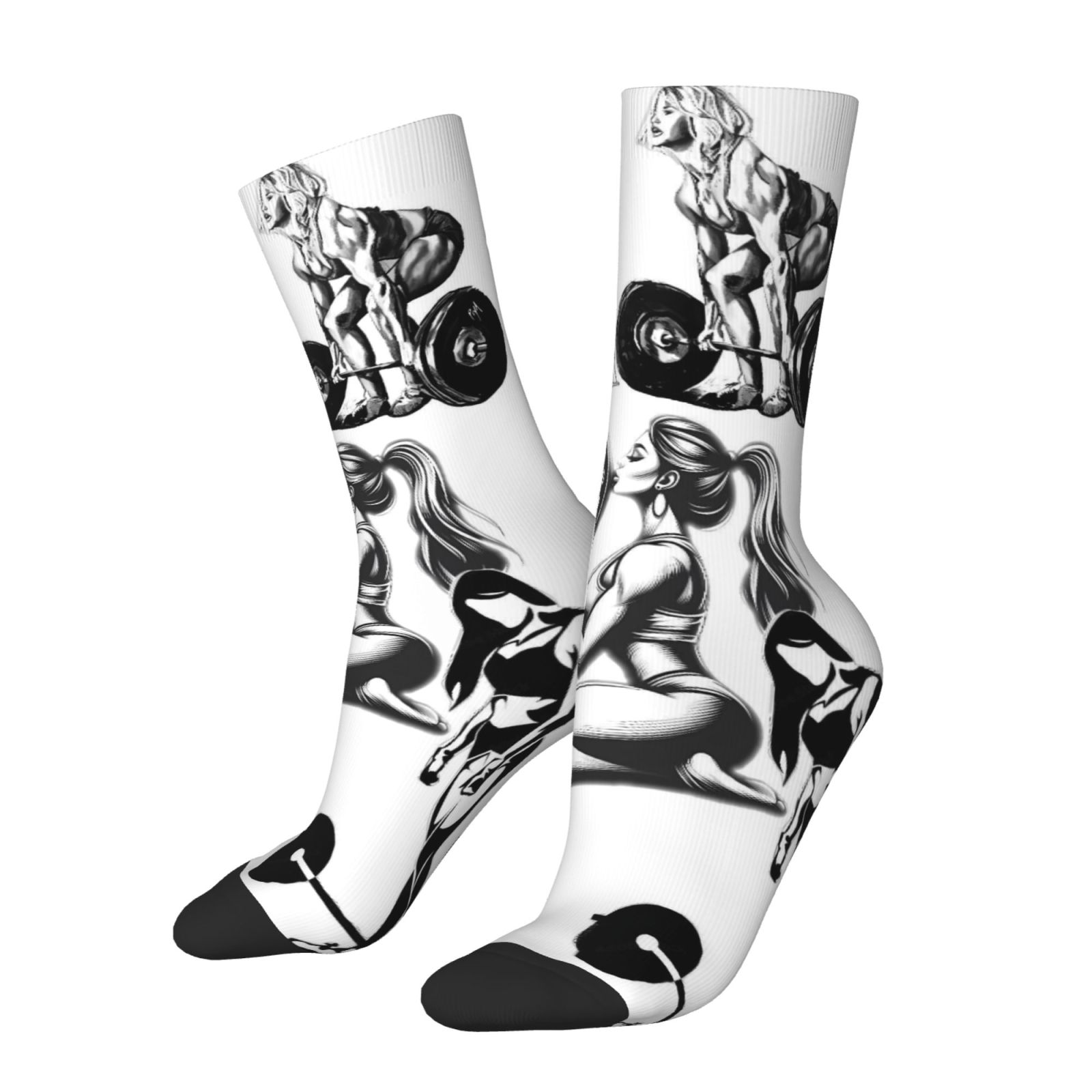TEMU Calcetines Unisex para Exteriores, Estampados con Temática de Fitness, Altura Media, Lavables a Máquina, Ideales para Entusiastas de Deportes al