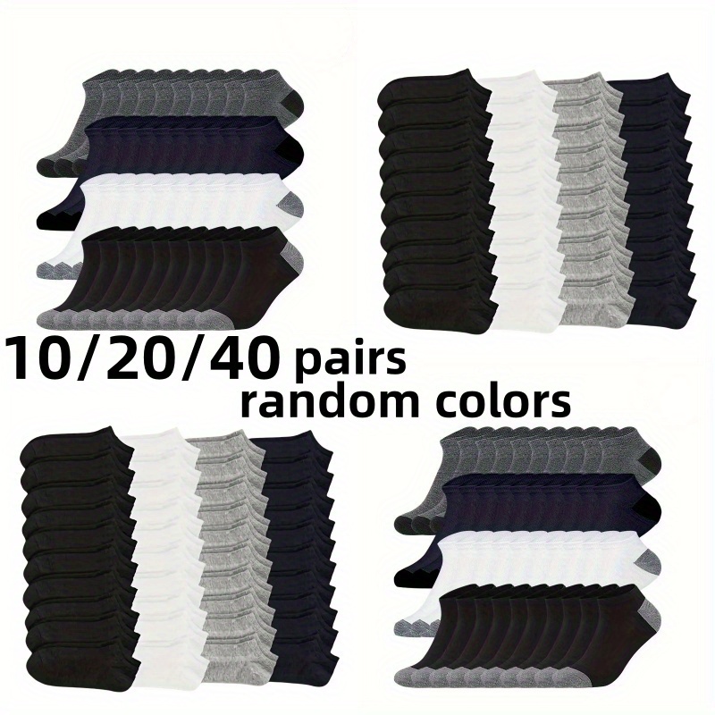 

10/20/40 Pairs Unisex Crew Socks, Comfortable Polyester Ankle Socks In Black, White, And Grey, Solid Color Knit Fabric, Hand Wash/ Only