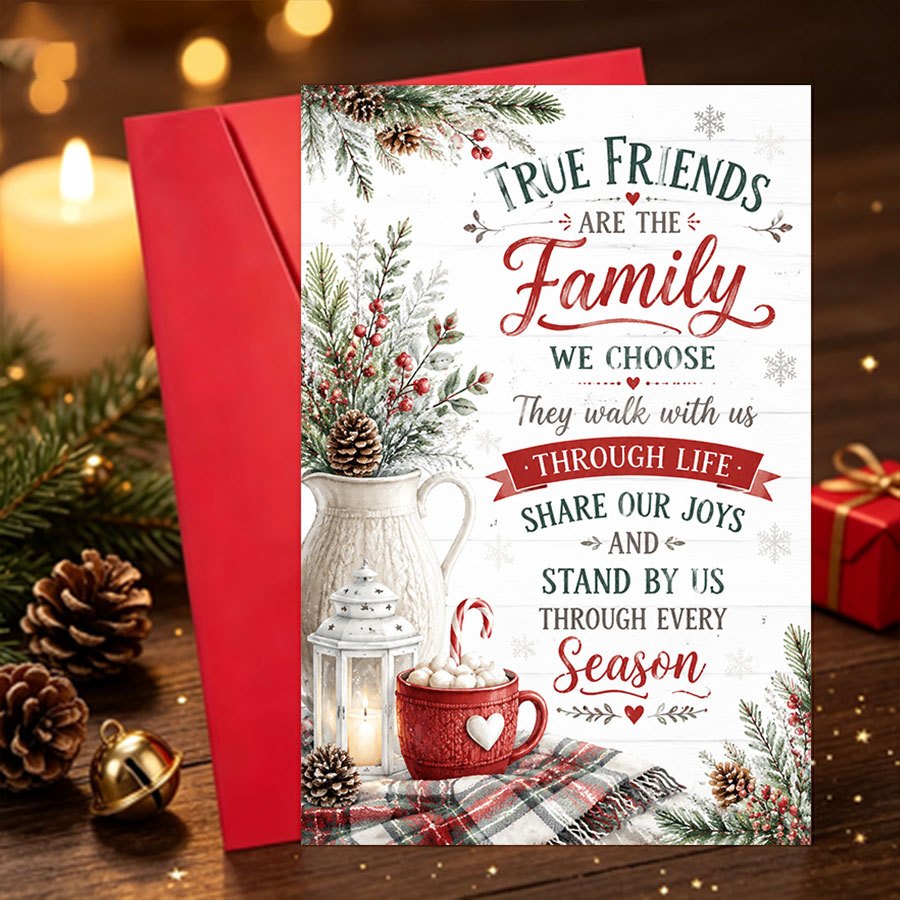 TEMU 1 Set Of Christmas Cardsfriendship - Themed Christmas Greeting Card For , Ideal For Love And Wishes In Winter Season