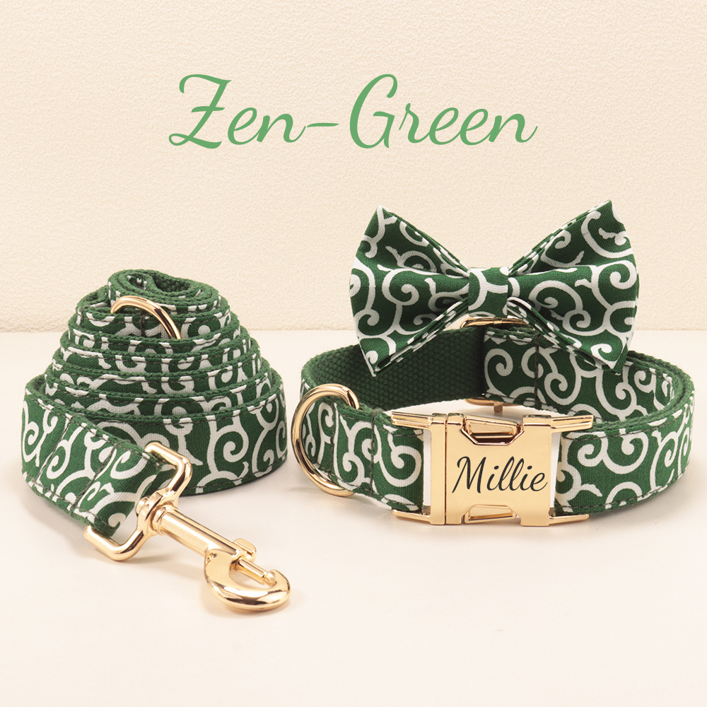 Floral Style Multi-Colored Dog Collar and Bow Leash Set