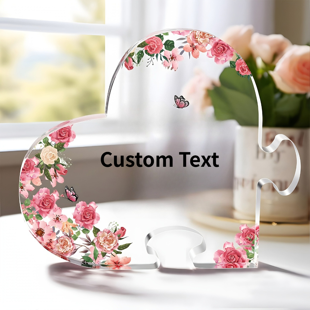 TEMU 2d Flat, 2dflat Print, Acrylic Sign, 1pc, Irregular Heart-shaped Acrylic Decorative Ornament, A Commemorative Gift For Mothers, A Shaped Present
