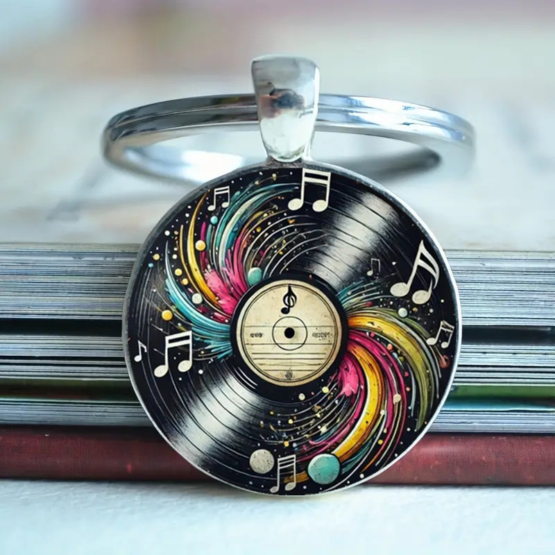 

1pc Vintage Zinc Alloy Vinyl Record Keychain, Music , Retro Ring, Ideal Gift , Family, And Music Enthusiasts